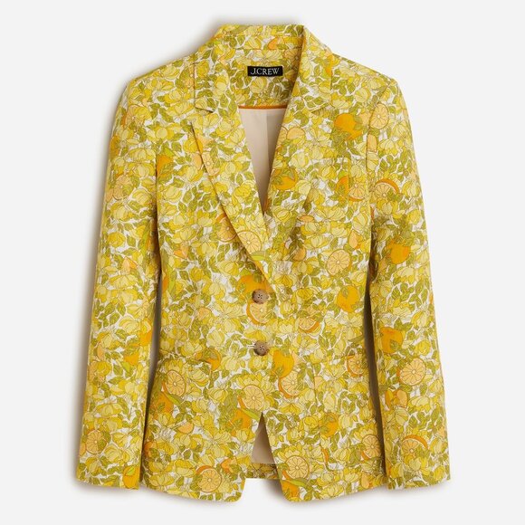 J. Crew Jackets & Blazers - NWOT J. Crew Helena Linen Blazer in Limone Print Size 0 Lemon Citrus FIRM